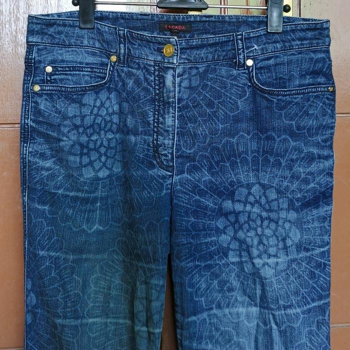 RARE !! Celana panjang jeans escada made in turkey original authentic vintage full art print aop vtg