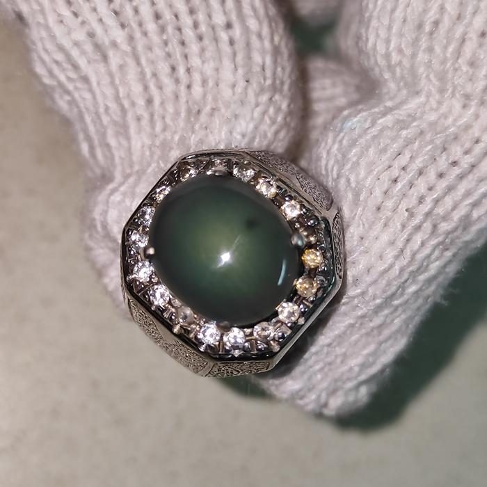 Natural Ijo Garut Ohen (Green Chalcedony)Hijau Garut Ring Perak