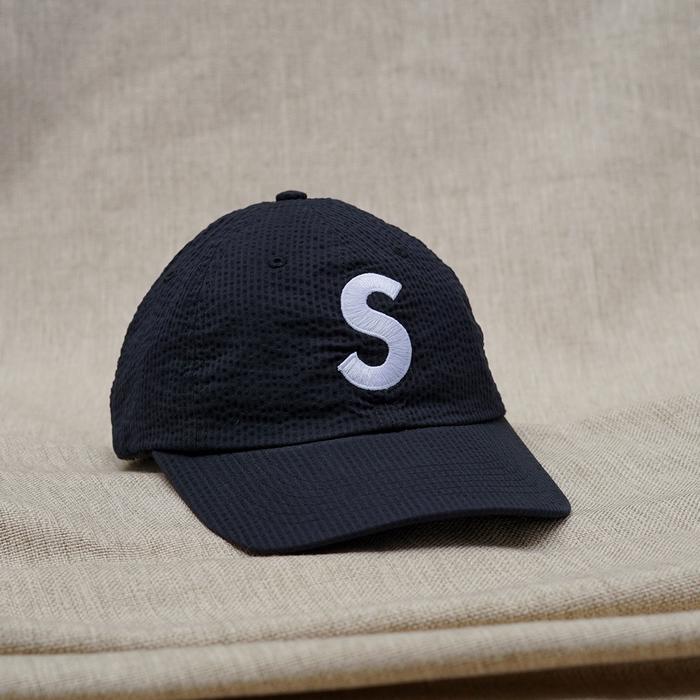 Supreme S Logo Seersucker 6-Panel Cap Black SS24