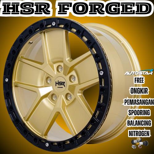 VELG MOBIL HSR FORGED RFG WOLWAL BEADLOCK R20 LEBAR 9 PCD 5X130 ET30 GOLD BLACK PAS BUAT MOBIL Jeep 