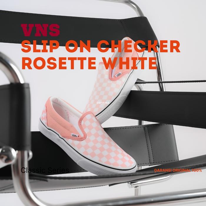 VANS SLIP ON CHECKERBOARD ROSSETE WHITE / PINK ORIGINAL GLOBAL