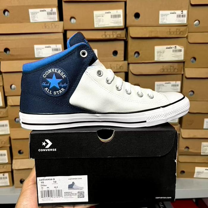Sepatu Sneakers Pria Converse CTAS High Street Mid White/Navy A06591C