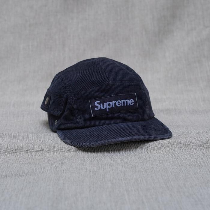 Supreme 5 Panel Camp Cap Corduroy Pocket Black SS24