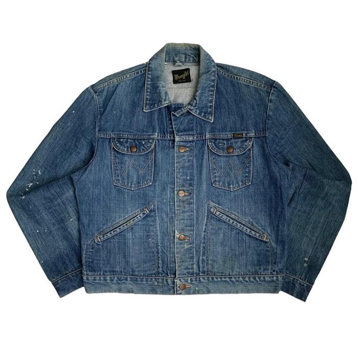 RARE Vintage Wrangler Selvedge size 44 70s 124MJ Broken Twill Paint Splatter Jacket Made in USA