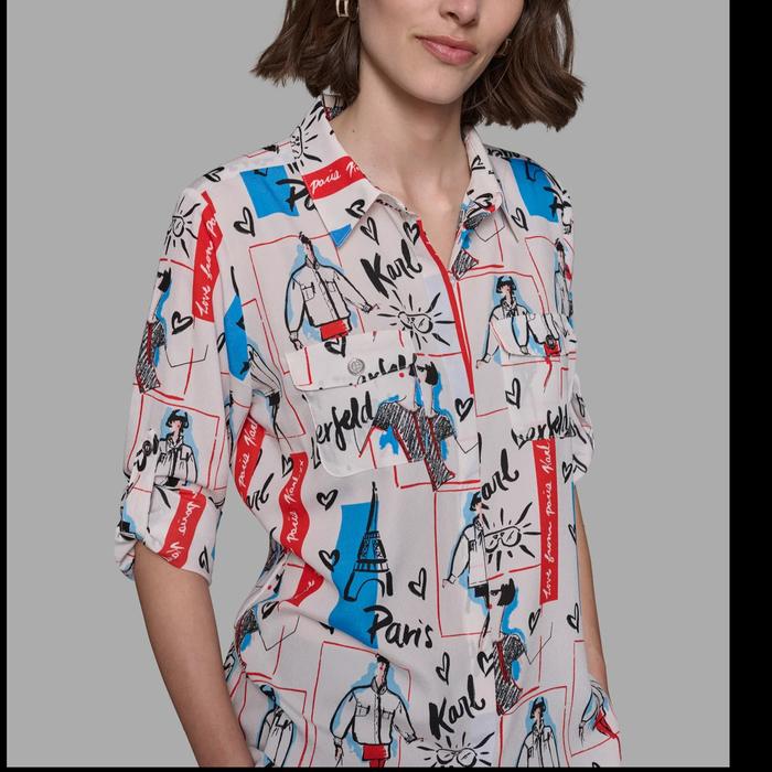 karl lagerfeld kemeja wanita OF 113 original white + printing
