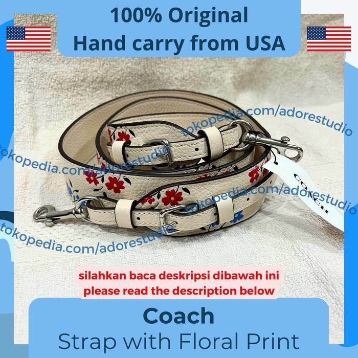Coach Strap with Floral Print Strap Tas Wanita Tali Tas Wanita Aksesoris Tas Wanita Strap Bunga Wani