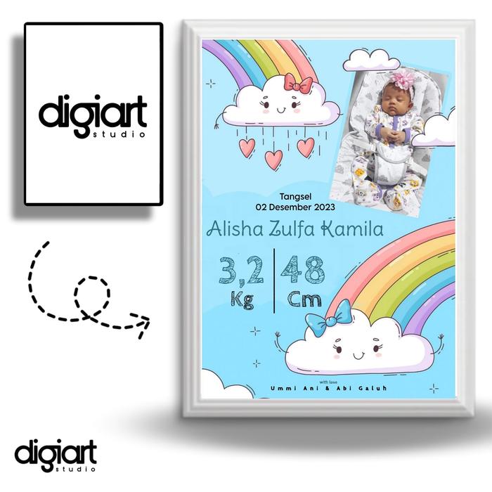 Frame Biodata Bayi - Kado Bayi - Hiasan Dinding Pigura Profil bayi
