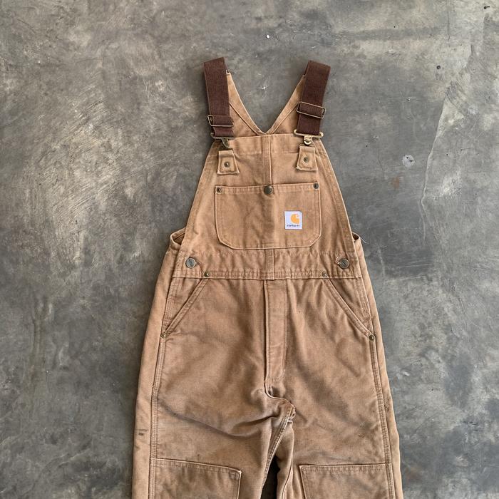 Vtg 90s kids - Carhartt R06 doubleknee bib Overalls BRN (brown)