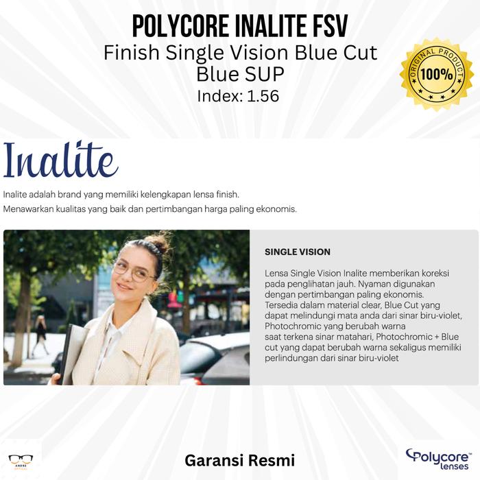 Lensa Kacamata Blueray Polycore FSV 1.56 Inalite Blue SUP
