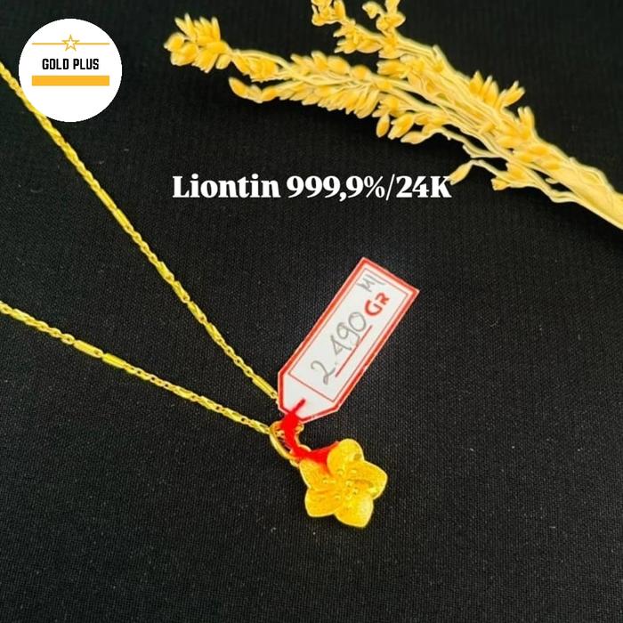 liontin emas 24 karat mawar