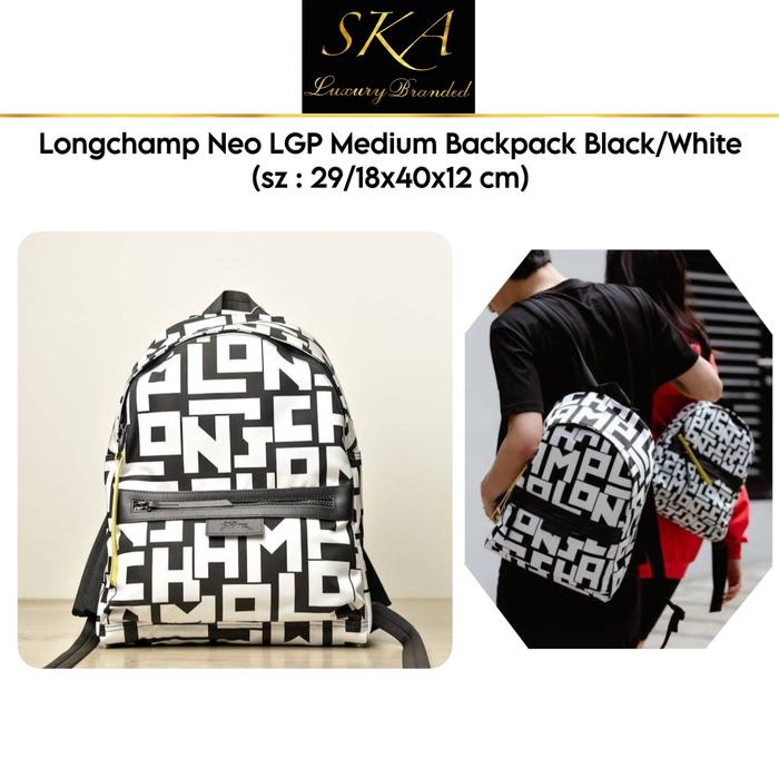 Longchamp Neo LGP Medium Backpack Black / White
