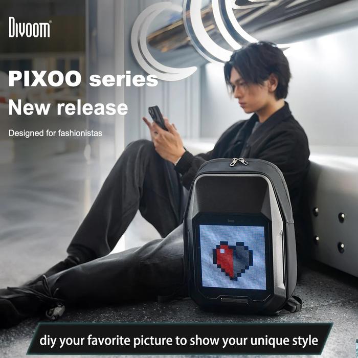 DIVOOM Cyberbag Pixel Art LED Backpack - Tas Ransel dengan LED Pixel Art 64 x 64