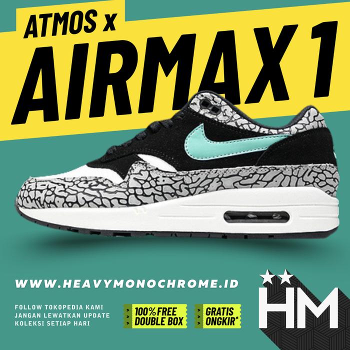 Atmos x Air Max 1 Elephant Print Sneaker 908366-001 (Size 36-47.5)