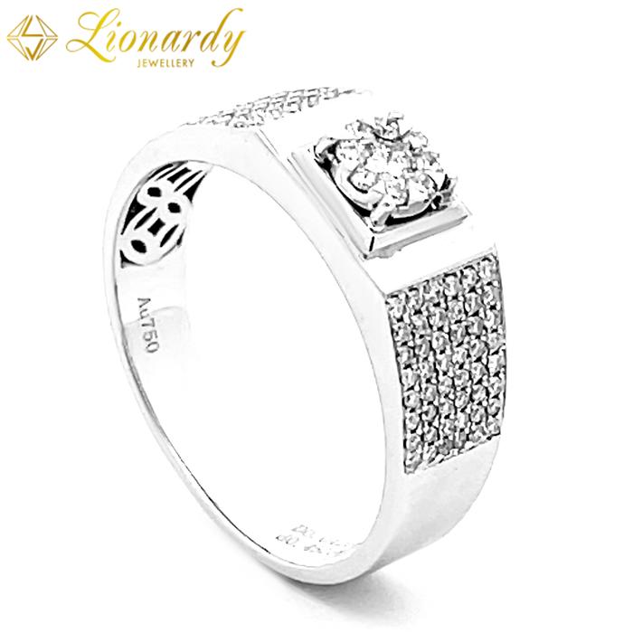 Lionardy Jewelelry Cincin Berlian Pria Fashion - Diamond Mens Ring - Emas Putih - LDPB-GRS4311