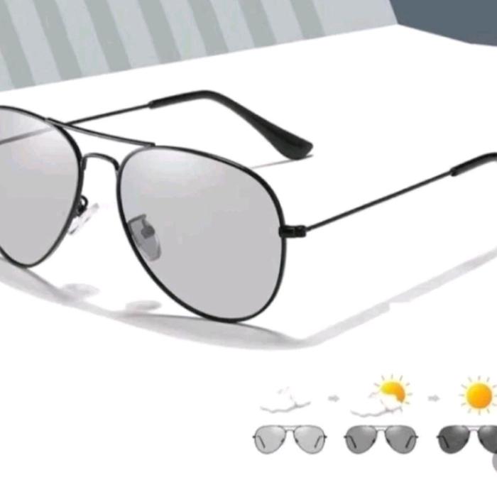 Kacamata minus plus Aviator pilot lensa photocromic berubah warna pria wanita