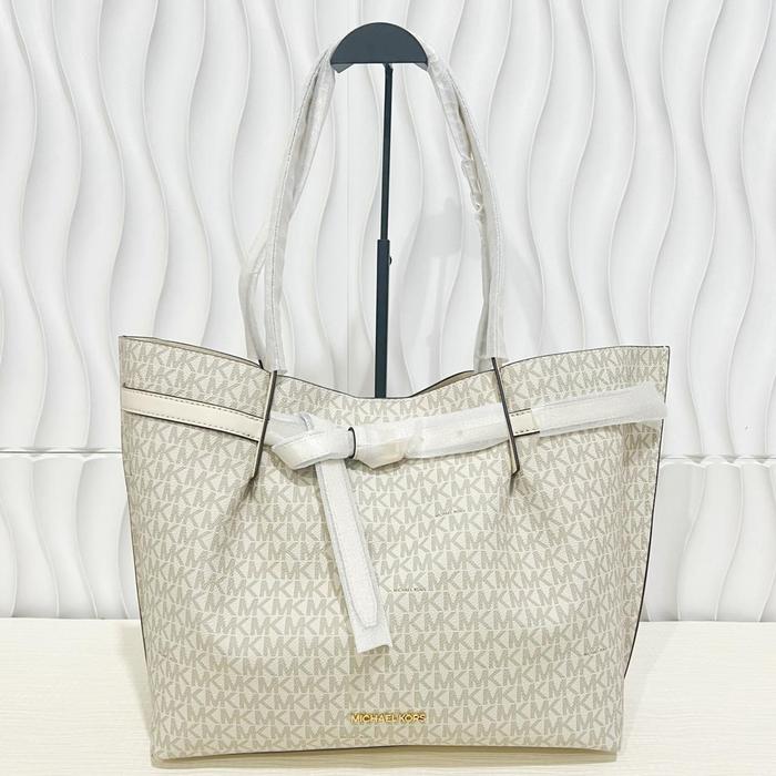 tas wanita mk emilia large ew tote lt cream multi ij