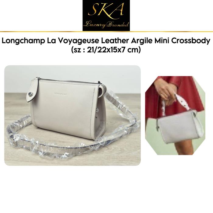 Longchamp La Voyageuse Leather Argile Mini Crossbody