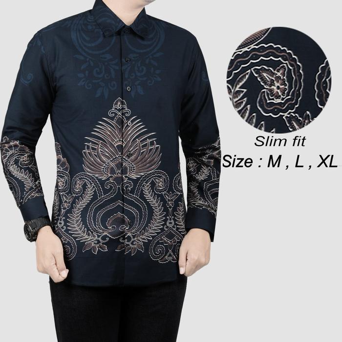 Baju Kemeja Batik Solo - Batik Slimfit Pria Lengan Panjang Colin Dion