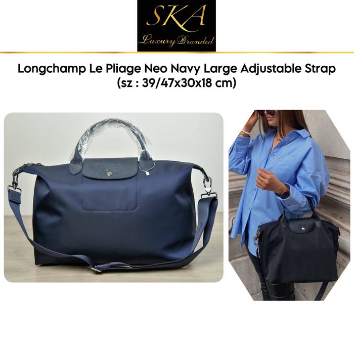 Longchamp Le Pliage Neo Navy Large Adjustable Strap