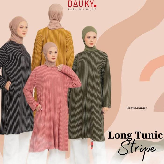 [DISKON] ELZATTA DAUKY TUNIK ELZATTA DAUKY L TUNIC STRIPE KNIT LONG TUNIK BAHAN KNIT RAYON ATASAN EL
