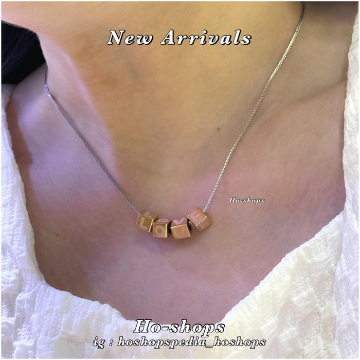 Kalung LOVE Cute Mas Putih + Rosegold 750 Asli Emas