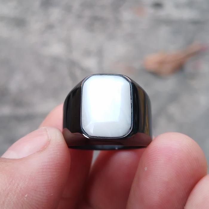 cincin batu akik yaman abyad kotak cutting original  stone