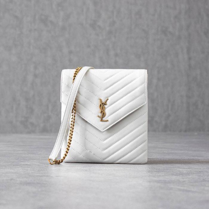 YSL  Double Flap Cross Body Bag in Ivory