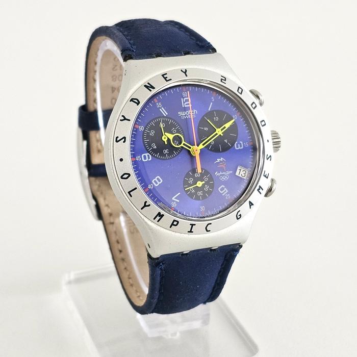 Vintage Swatch Irony Chrono Sydney Olympic 2000 Quartz Blue Dial Jam Arloji Rare