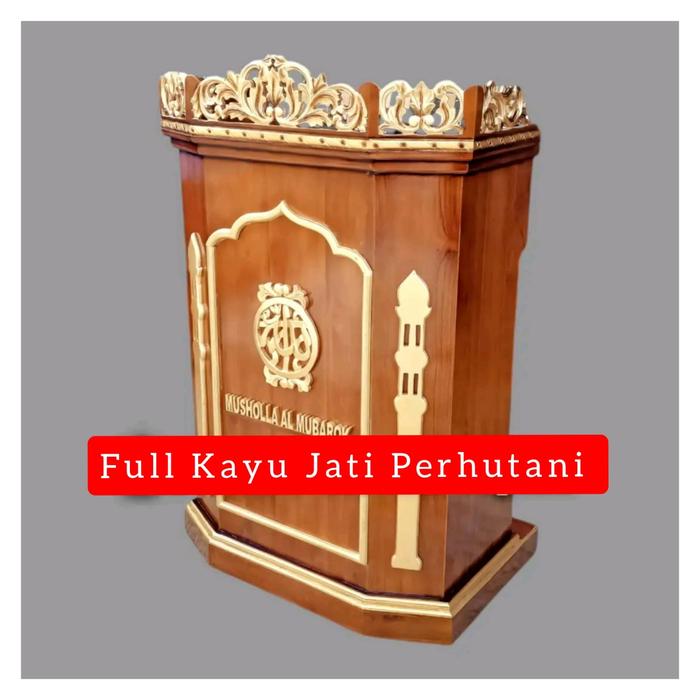 Mimbar Masjid Ukiran Jepara Full Kayu Jati Mimbar Podium Pidato Jati Mimbar Mushola
