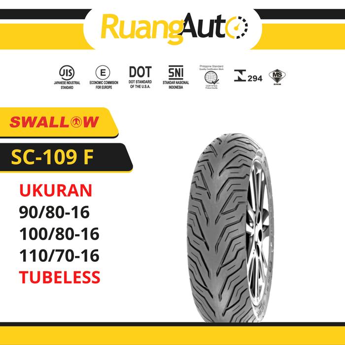 BAN LUAR SEPEDA MOTOR SWALLOW SC-109 F URBAN GRIP 90/80 100/80 110/70 RING 16 TUBELESS