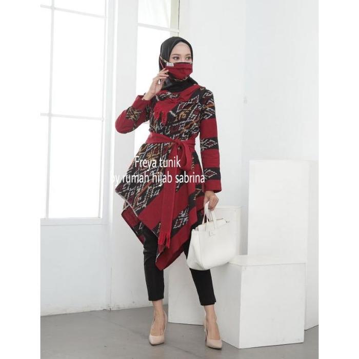 [GARANSI] SABRINA TENUN - FREYA TUNIK TENUN ( WARNA LIGHT MAROON )