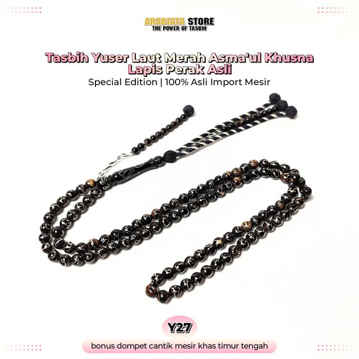 Tasbih Yuser Yusr Laut Merah Asma'ul Khusna Lapis Perak Asli