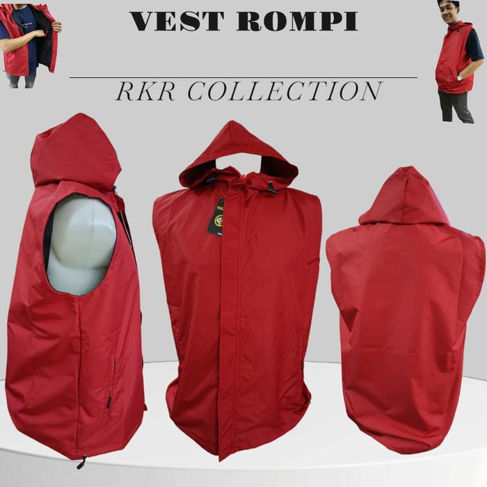 Vest Rompi Pria Polos Warna Merah✓Vest Rompi Pria keren