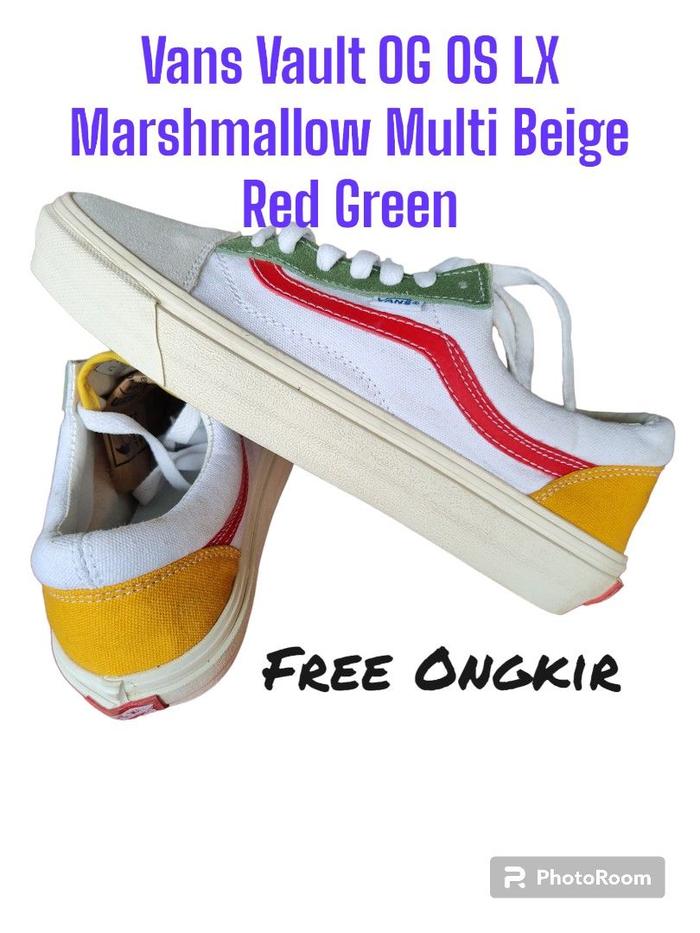 Vans Vault OG OS Lx Marshmallow Multi Beige Red Green