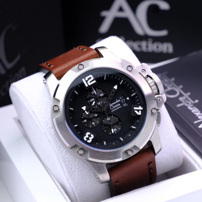 Jam Tangan Pria AC Alexander Christie 6295 Original Chronograph - Silver Brown