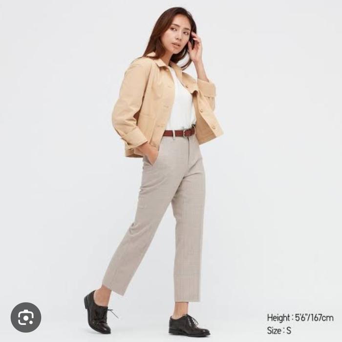 uniqlo smart ankle 2WAY stretch glen check beige