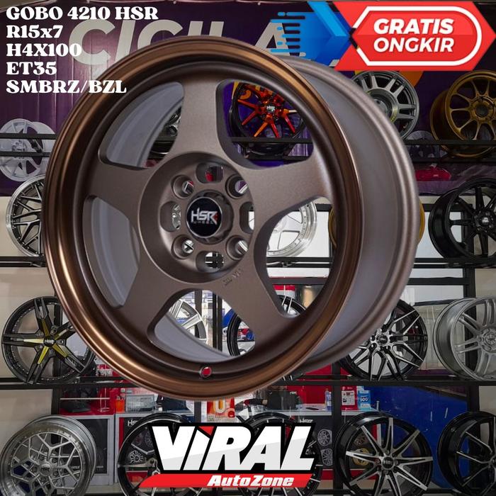 Velg Mobil Ring 15 Promo HSR GOBO R15 lebar 7 in Lubang 4 Bronze dop