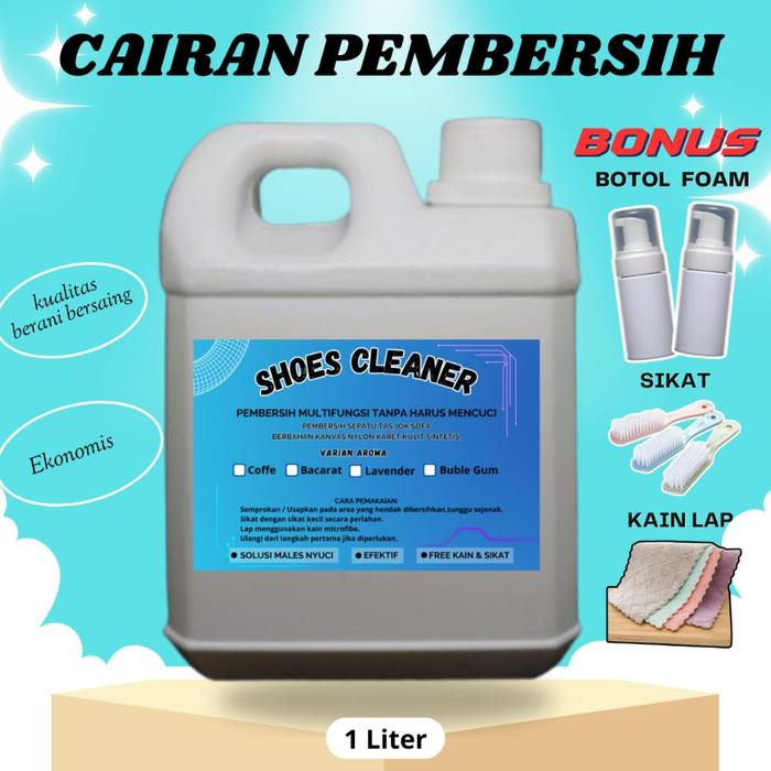 Ada [COD] Shoes Cleaner 1 Liter Aroma Pembersih Sepatu Tas Jok Sofa Kain Karet Kulit Sintetis