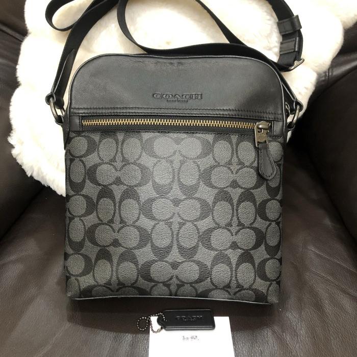 tas selempang pria coach 100% authentic signature Houston flight bag