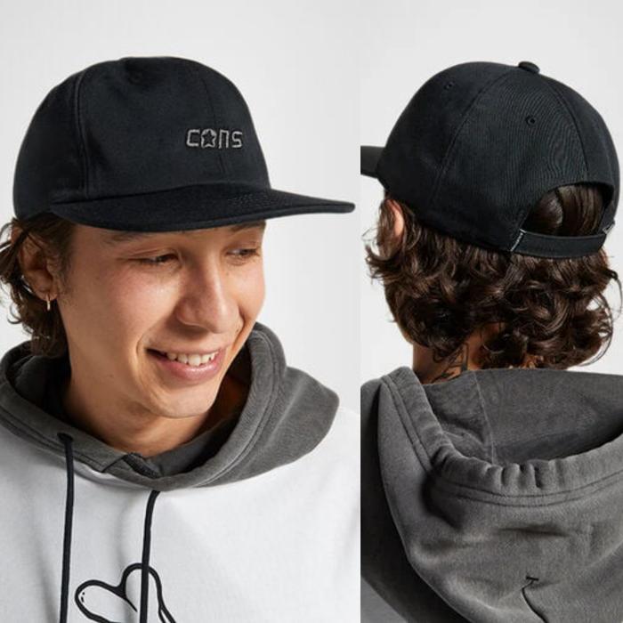 Topi Converse Cons 6 Panel Baseball Hat BLACK Original 100% - SNAPBACK CASUAL CONVERSE CAP