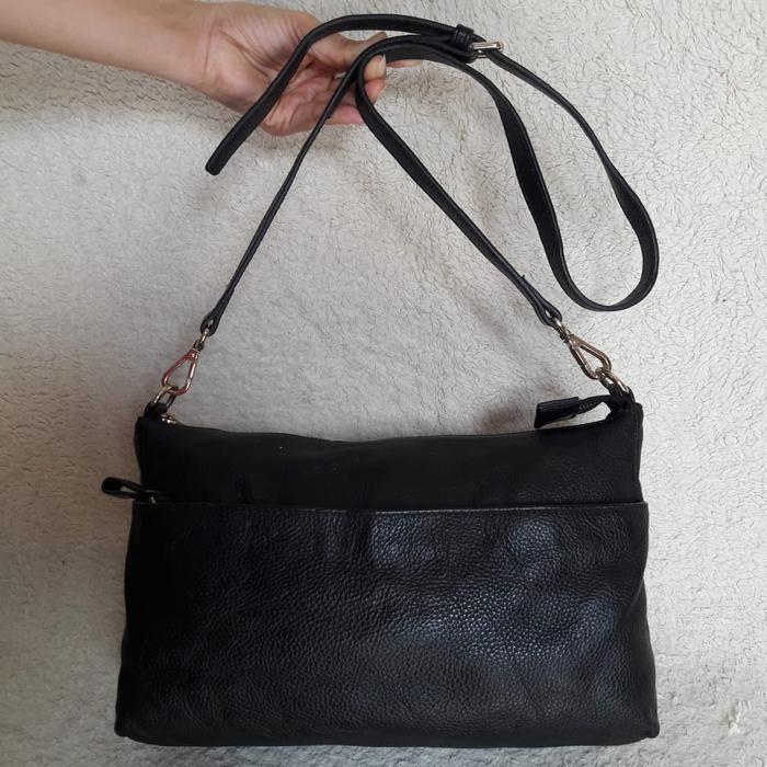 Tas Aokang Selempang Sling Bag Wanita Kulit Asli Hitam