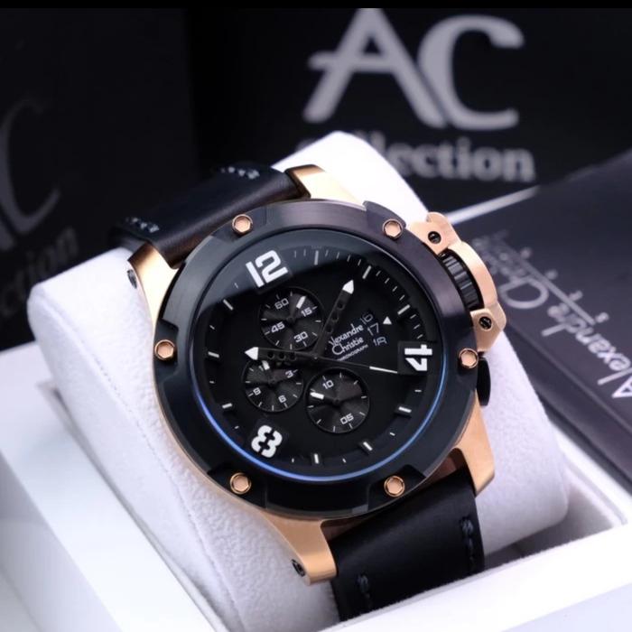 ALEXANDRE CHRISTIE AC 6295 ROSEGOLD BLACK AC6295 PRIA ORIGINAL,LEATHER