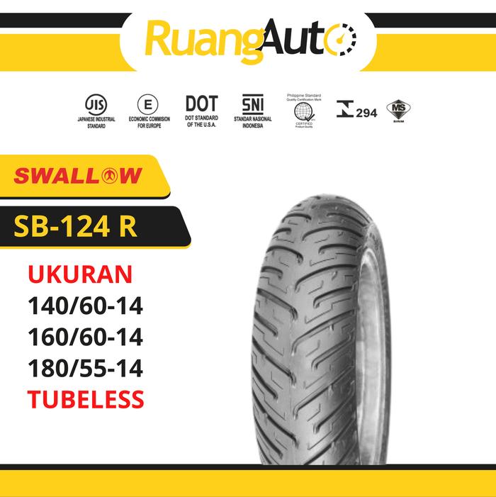 BAN LUAR SEPEDA MOTOR SWALLOW SB-124 R CITY GRIPPER 140/60 160/60 180/55 RING 14 TUBELESS