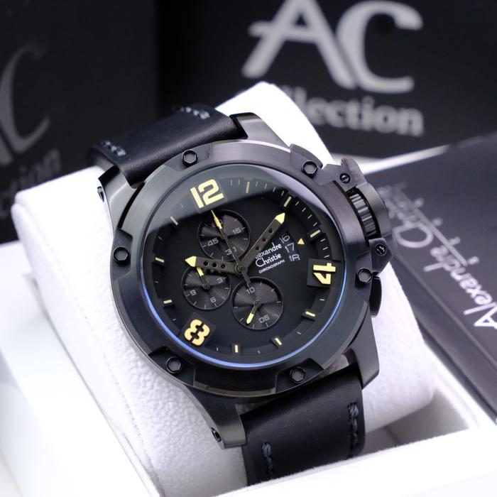 JAM TANGAN PRIA ALEXANDRE CHRISTIE AC 6295 AC6295 FULL BLACK ORIGINAL