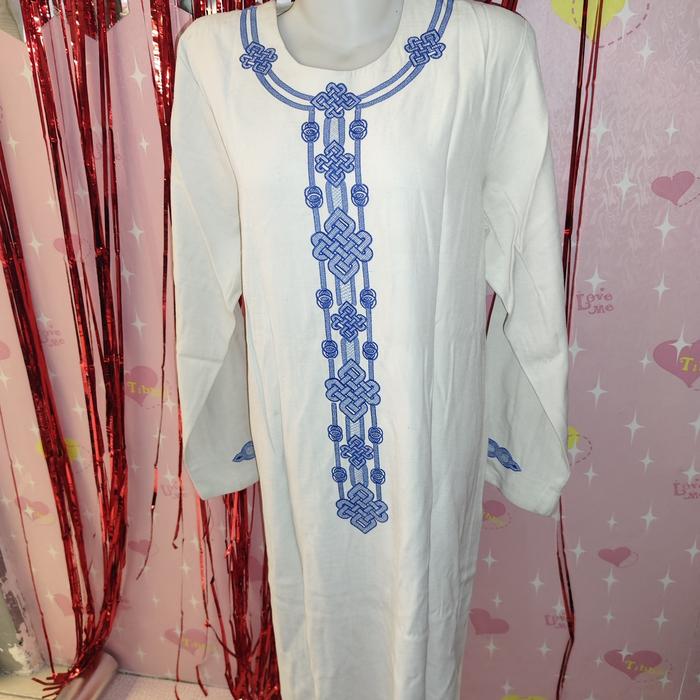 preloved setelan celana tunik bordir putih