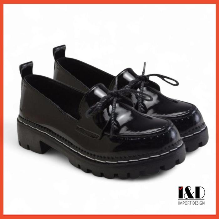 Borong [ Import Desn ] Sepatu Wanita Hitam Sepatu Oxford Shoes Wanita Import Karet Injeksi Premium Q