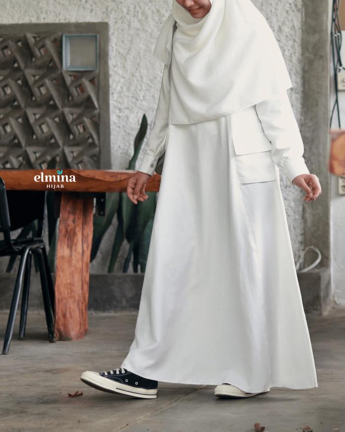 Gamis Putih Halimah Dress White by Elmina Hijab