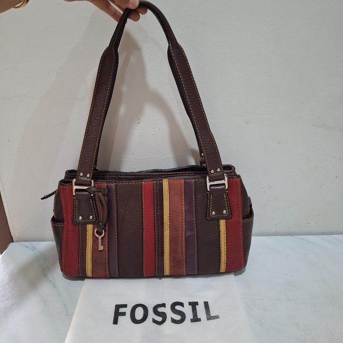 Tas Preloved Shoulder ocil fos sil parchwork jadul