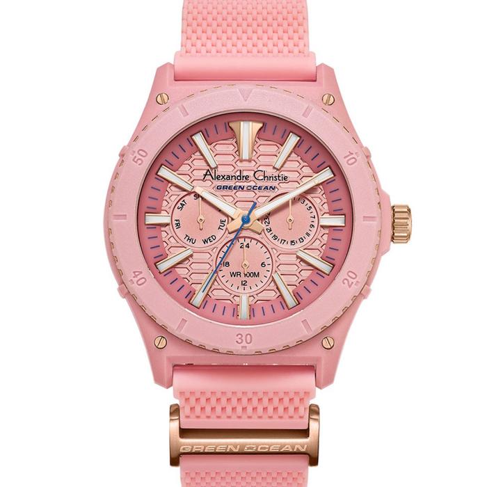 Alexandre Christie AC6584MFR AC6584 Pink Rosegold Green Ocean Sustainability jam tangan ORIGINAL