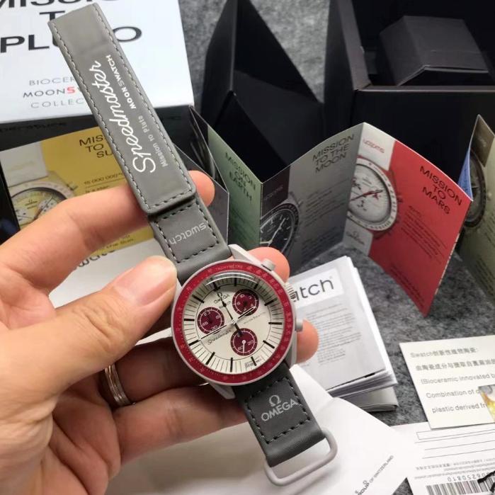 100%Original MISSION TO PLUTO BIOCERAMIC MOONSWATCH Jam Tangan Pria Watch SO33M101 Tali Velcro Jam T